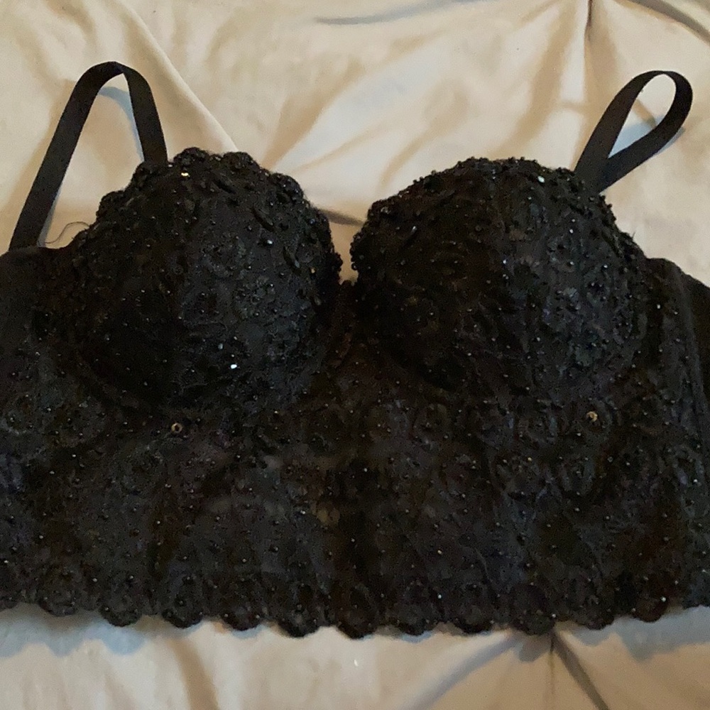 Windsor Black Lace & Beaded Bustier